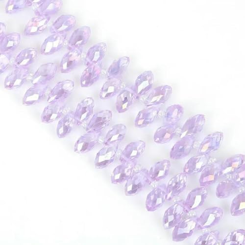 50 Stück/Los österreichische Perlen, Kristallperlen, mehrfarbig, Tropfenform, Glasperlen für die Schmuckherstellung, DIY-Armbandperlen, Kristallviolett, 6 x 12 mm von GJUYTD
