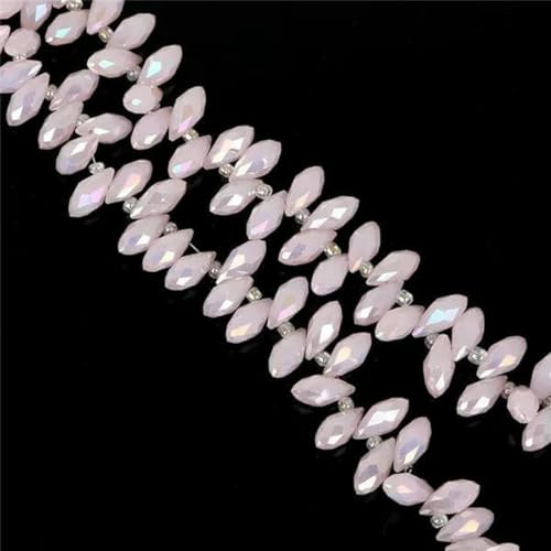 50 Stück/Los österreichische Perlen, Kristallperlen, mehrfarbig, Tropfenform, Glasperlen für die Schmuckherstellung, DIY-Armbandperlen, Rosa Jade, 6 x 12 mm von GJUYTD