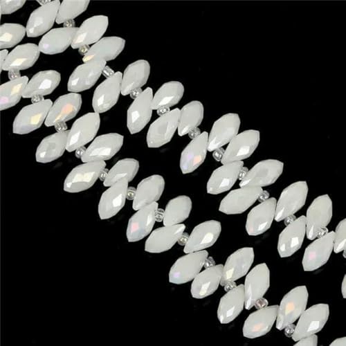 50 Stück/Los österreichische Perlen, Kristallperlen, mehrfarbig, Tropfenform, Glasperlen für die Schmuckherstellung, DIY-Armbandperlen, Weißer Jade AB, 6 x 12 mm 50 Stück/Los österreichische Perlen, Kristallperlen, mehrfarbig, Tropfenform, Glasperlen für die Schmuckherstellung, DIY-Armbandperlen, Weißer Jade AB, 6 x 12 mm von GJUYTD