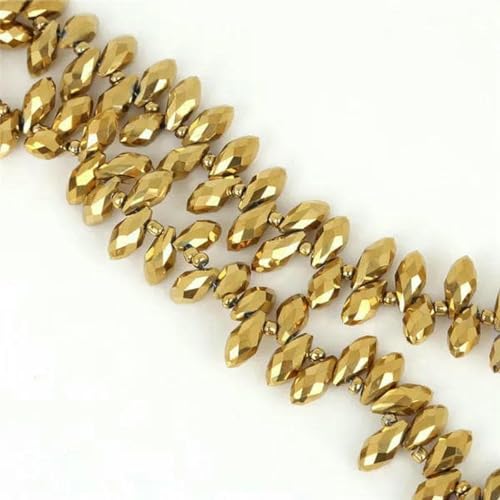 50 Stück/Los österreichische Perlen, Kristallperlen, mehrfarbig, Tropfenform, Glasperlen für die Schmuckherstellung, DIY-Armbandperlen, vergoldet, 6 x 12 mm von GJUYTD