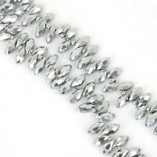 50 Stück/Los österreichische Perlen, Kristallperlen, mehrfarbig, Tropfenform, Glasperlen für die Schmuckherstellung, DIY-Armbandperlen, versilbert, 6 x 12 mm von GJUYTD