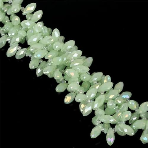50 Stück/Los österreichische Perlen, Kristallperlen, mehrfarbig, Tropfenform, Glasperlen zur Schmuckherstellung, DIY-Armbandperlen, Hellgrüne Jade, 6 x 12 mm von GJUYTD