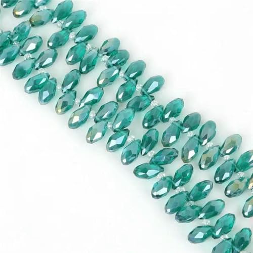 50 Stück/Los österreichische Perlen, Kristallperlen, mehrfarbig, Tropfenform, Glasperlen zur Schmuckherstellung, DIY-Armbandperlen, Pfauengrün, 6 x 12 mm von GJUYTD