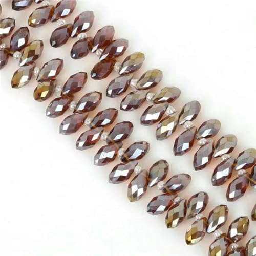 50 Stück/Los österreichische Perlen, Kristallperlen, mehrfarbig, tropfenförmige Glasperlen für die Schmuckherstellung, DIY-Armbandperlen, Braun, 6 x 12 mm von GJUYTD