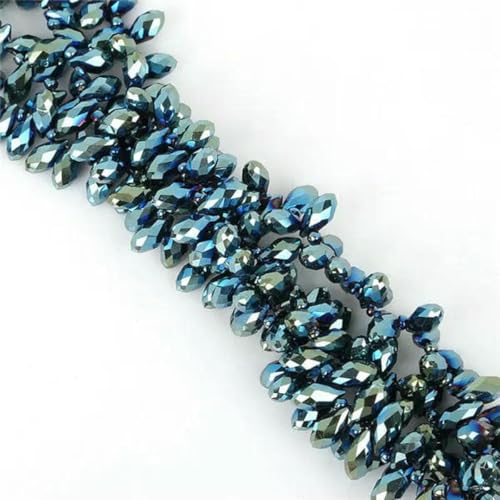50 Stück/Los österreichische Perlen, Kristallperlen, mehrfarbig, tropfenförmige Glasperlen für die Schmuckherstellung, DIY-Armbandperlen, plattiert, blau, 6 x 12 mm von GJUYTD