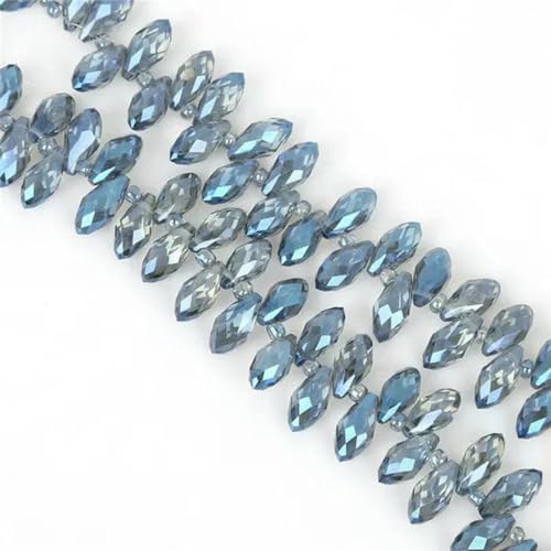 50 Stück/Los österreichische Perlen, Kristallperlen, mehrfarbig, tropfenförmige Glasperlen für die Schmuckherstellung, DIY-Armbandperlen, plattiert, dunkelblau, 6 x 12 mm von GJUYTD