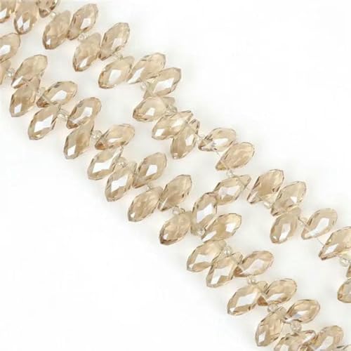 50 Stück/Los österreichische Perlen, Kristallperlen, mehrfarbig, tropfenförmige Glasperlen zur Schmuckherstellung, DIY-Armbandperlen, Champagner, 6 x 12 mm von GJUYTD