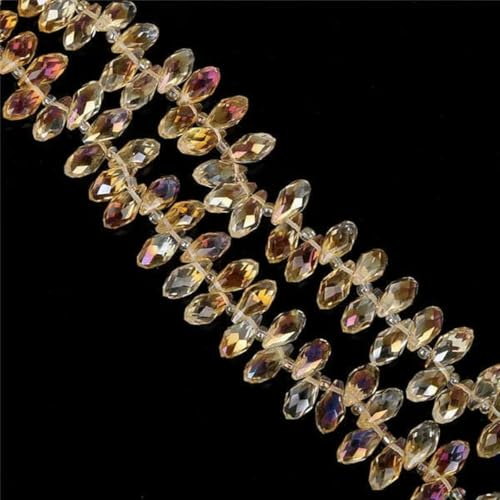 50 Stück/Los österreichische Perlen, Kristallperlen, mehrfarbig, tropfenförmige Glasperlen zur Schmuckherstellung, DIY-Armbandperlen, Gold-Champagner, 6 x 12 mm von GJUYTD