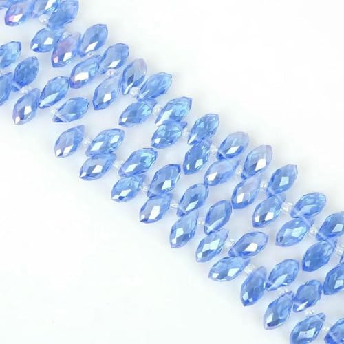 50 Stück/Los österreichische Perlen, Kristallperlen, mehrfarbig, tropfenförmige Glasperlen zur Schmuckherstellung, DIY-Armbandperlen, Hellblau, 6 x 12 mm von GJUYTD