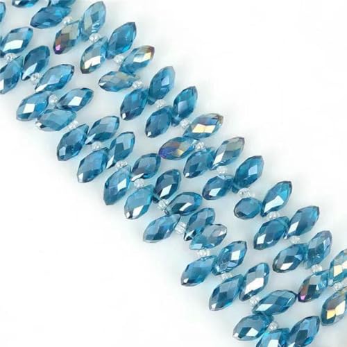 50 Stück/Los österreichische Perlen, Kristallperlen, mehrfarbig, tropfenförmige Glasperlen zur Schmuckherstellung, DIY-Armbandperlen, Pfauenblau, 6 x 12 mm von GJUYTD
