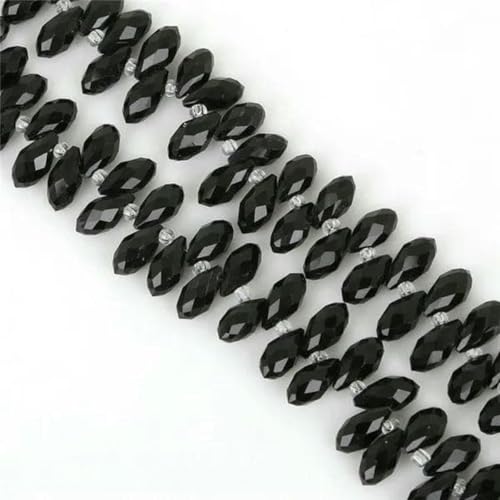 50 Stück/Los österreichische Perlen, Kristallperlen, mehrfarbig, tropfenförmige Glasperlen zur Schmuckherstellung, DIY-Armbandperlen, Schwarz, 6 x 12 mm von GJUYTD