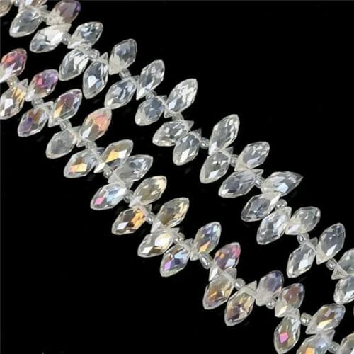 50 Stück/Los österreichische Perlen, Kristallperlen, mehrfarbig, tropfenförmige Glasperlen zur Schmuckherstellung, DIY-Armbandperlen, Weiß AB, 6 x 12 mm von GJUYTD