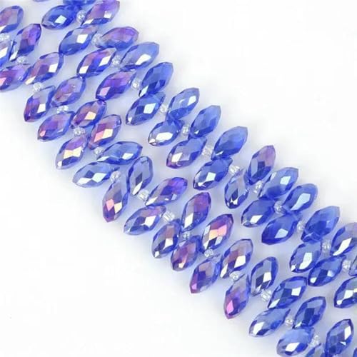 50 Stück/Los österreichische Perlen, Kristallperlen, mehrfarbig, tropfenförmige Glasperlen zur Schmuckherstellung, DIY-Armbandperlen, mittelblau, 6 x 12 mm von GJUYTD