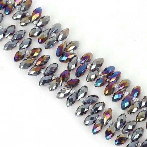 50 Stück/Los österreichische Perlen, Kristallperlen, mehrfarbig, tropfenförmige Glasperlen zur Schmuckherstellung, DIY-Armbandperlen, mittelviolett, 6 x 12 mm von GJUYTD