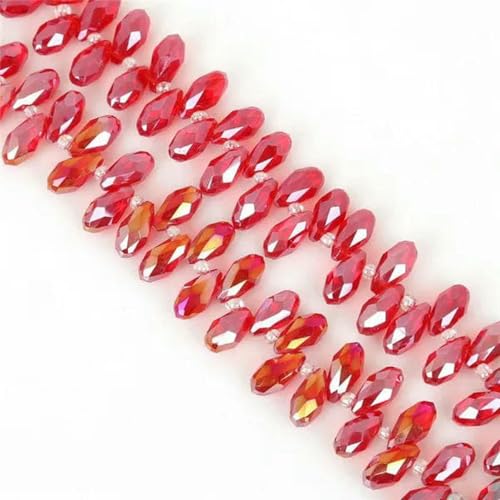 50 Stück/Los österreichische Perlen, Kristallperlen, mehrfarbig, tropfenförmige Glasperlen zur Schmuckherstellung, DIY-Armbandperlen, rot, 6 x 12 mm von GJUYTD