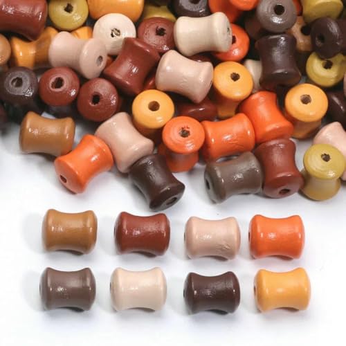 50 Stück Gelenk-Holz-Abstandshalterperlen für Halsketten, Armbänder, Ohrringe, Holzperlen zur Schmuckherstellung, DIY-Zubehör, Maillard-Farbe, 9 x 10 mm, 50 Stück von GJUYTD