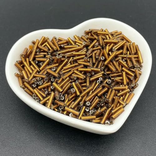 500 Stück 6 x 2 mm lange Glasperlen, Saatperlen, Abstandshalter für Schmuckherstellung, Halsketten, Armbänder, DIY-Zubehör, Braun von GJUYTD
