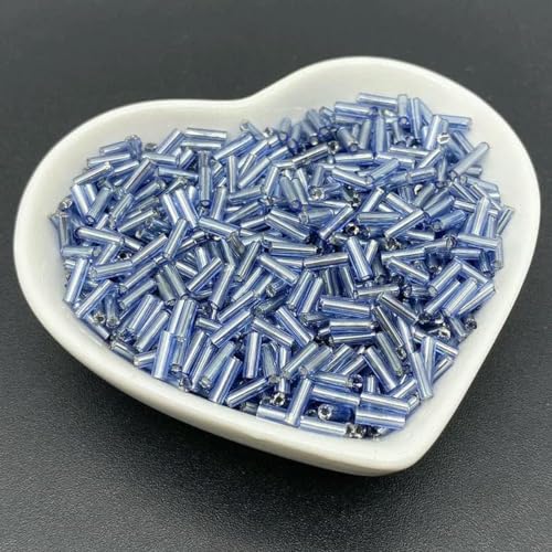 500 Stück 6 x 2 mm lange Glasperlen, Saatperlen, Abstandshalter für Schmuckherstellung, Halsketten, Armbänder, DIY-Zubehör, Himmelblau von GJUYTD