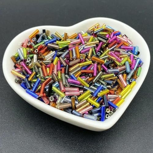 500 Stück 6 x 2 mm lange Glasperlen, Saatperlen, Abstandshalter für Schmuckherstellung, Halsketten, Armbänder, DIY-Zubehör, Mischen von GJUYTD