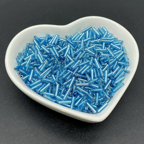 500 Stück 6 x 2 mm lange Glasperlen, Saatperlen, Abstandshalter für Schmuckherstellung, Halsketten, Armbänder, DIY-Zubehör, Seeblau von GJUYTD