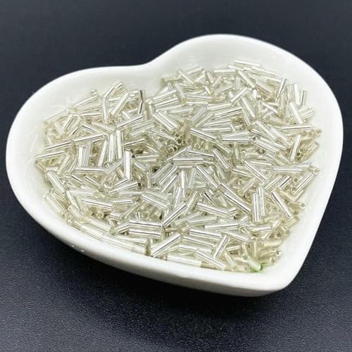 500 Stück 6 x 2 mm lange Glasperlen, Saatperlen, Abstandshalter für Schmuckherstellung, Halsketten, Armbänder, DIY-Zubehör, Weiß von GJUYTD