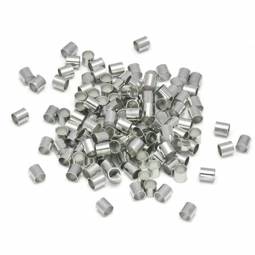 500 Stück Messingrohr-Quetschperlen, Säulenkordel-Abdeckungen, Enden, Platin, für DIY-Schmuckherstellung, Rhodium, Durchmesser 3,0 mm, 500 Stück von GJUYTD