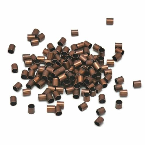 500 Stück Messingrohr-Quetschperlen, Säulenkordel-Abdeckungen, Enden aus Platin für die Herstellung von DIY-Schmuck, Antikkupfer, Durchmesser 2,5 mm, 500 Stück von GJUYTD