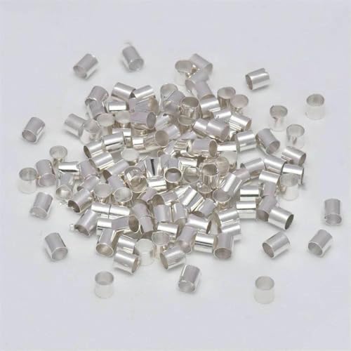 500 Stück Messingrohr-Quetschperlen, Säulenkordel-Abdeckungen, Enden aus Platin für die Herstellung von DIY-Schmuck, versilbert, Durchmesser 2,0 mm, 500 Stück von GJUYTD