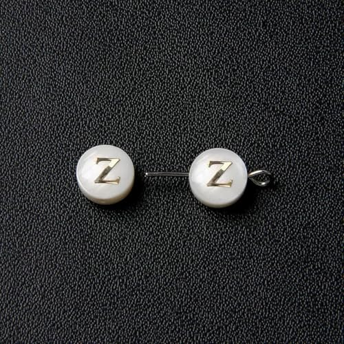 8 mm AZ Anfangsbuchstabe Runde Muschelperlen Alphabet Natürliche Perlmutt Lose Buchstabenperlen für Schmuckherstellung DIY Zubehör-Z-2 Stück von GJUYTD