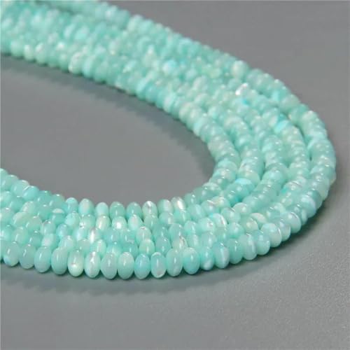 Bunte natürliche Süßwasser-Muschelperlen, Rondelle-Abstandshalter, gefärbte Perlmutt-Muschel, lose Perlen zur Schmuckherstellung, 7,5–9 Zoll, Rondelle, 3 x 5 mm von GJUYTD