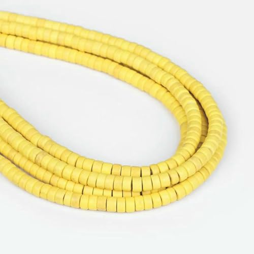 Bunte natürliche Süßwasser-Muschelperlen, Rondelle-Abstandshalter, gefärbte Perlmutt-Muschelperlen, lose Perlen zur Schmuckherstellung, 19,1 cm – 81,3 cm, Gelb von GJUYTD