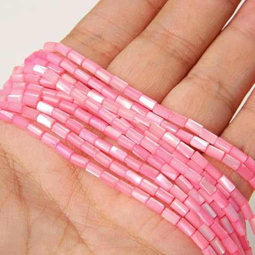 Bunte natürliche Süßwasser-Muschelperlen, Rondelle-Abstandshalter, gefärbte Perlmutt-Muschelperlen, lose Perlen zur Schmuckherstellung, 7,5 Zoll – 29, Rot-Rosa, 3 x 5 mm von GJUYTD