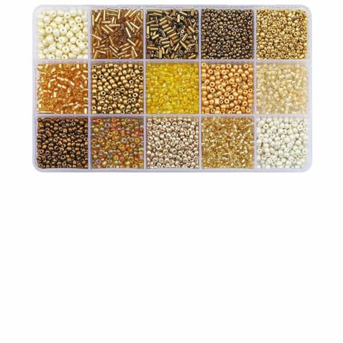 Glas-Set in 12 Farben zur Herstellung von Armbändern, Abstandshalter, lose Perlen mit Aufbewahrungsbox, Röhrenperlen-Set für DIY-Bastelkettenanhänger, 214-09-3,0 mm von GJUYTD