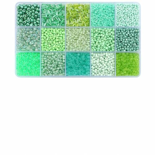 Glas-Set in 12 Farben zur Herstellung von Armbändern, lose Abstandsperlen mit Aufbewahrungsbox, Röhrenperlen-Set für DIY-Bastelkettenanhänger, 214-03-3,0 mm von GJUYTD