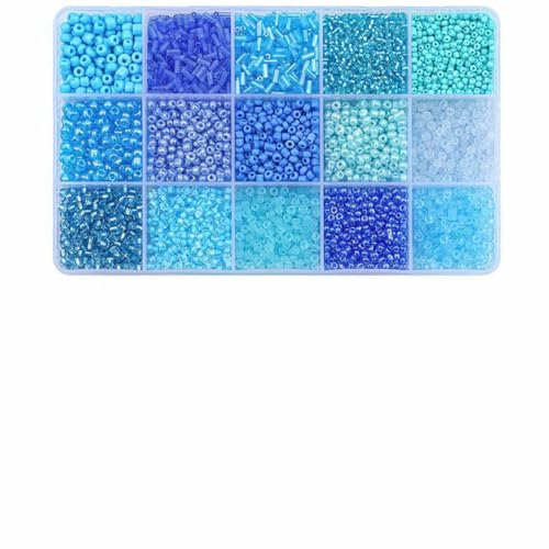 Glas-Set in 12 Farben zur Herstellung von Armbändern, lose Abstandsperlen mit Aufbewahrungsbox, Röhrenperlen-Set für DIY-Bastelkettenanhänger, 214-05-3,0 mm von GJUYTD