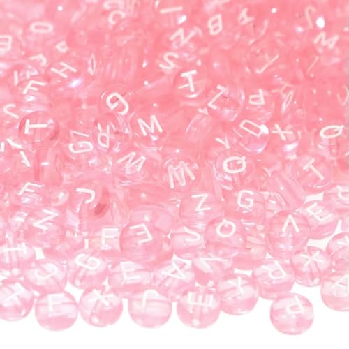Glitzernde, transparente Acryl-Buchstabenperlen mit Pailletten, gemischte schwarze, runde, flache Alphabet-Abstandsperlen für die Schmuckherstellung, DIY-Zubehör, Stil 10, 400 Stück von GJUYTD