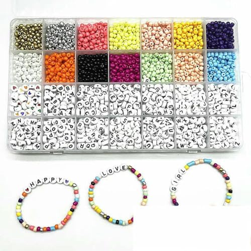 HOT Buchstaben-Puzzle-Perlen-Box für Armbänder, Schmuck, DIY, Handarbeit, Zubehör, Alphabet, Glasperlen-Werkzeugset-01 von GJUYTD
