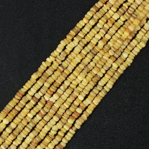 Kleine Perlmutt-Muschel-Rocailles-Perlen, 1–4,0 mm, unregelmäßige natürliche Muschelsplitter-Perlen zur Schmuckherstellung, Armband, DIY-Halskette, 2 Gelb, ca. 7,5 Zoll von GJUYTD