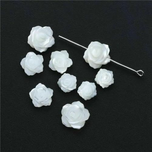 Muschel-Anhänger, natürlich geschnitzt, Perlmutt, Blumen-Muschel, Anhänger, Perlen für DIY-Halsketten, Schmuckherstellung, 8 zwei Seiten, rosa, 1 Stück von GJUYTD