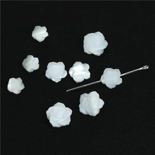 Muschel-Charms, natürlich geschnitzte Perlmutt-Blumenmuschel-Anhänger, Perlen für DIY-Halsketten, Schmuckherstellung, 24 Stück, eine Seite rosa, 5 Stück von GJUYTD