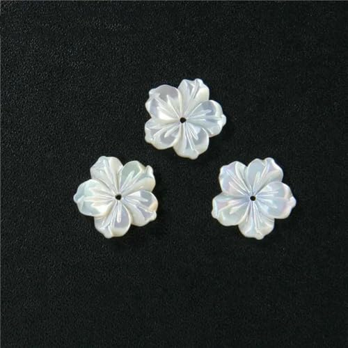 Muschel-Charms, natürlich geschnitzte Perlmutt-Blumenmuschel-Anhänger, Perlen für DIY-Halsketten, Schmuckherstellung, 38 Blumen, 12 mm, 2 Stück von GJUYTD