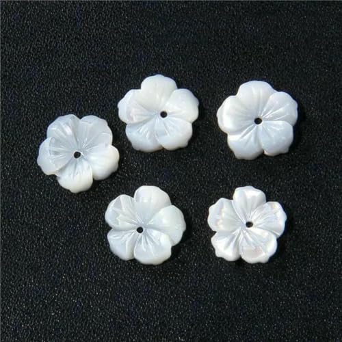 Muschel-Charms, natürlich geschnitzte Perlmutt-Blumenmuschel-Anhängerperlen für DIY-Halsketten, Schmuckherstellung, 4 Blumen, 2 Stück von GJUYTD