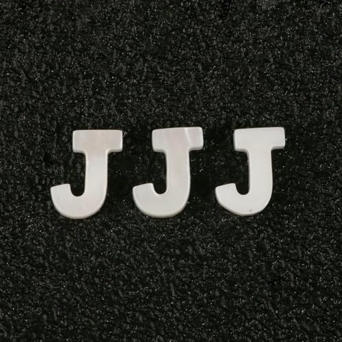 Natürliche Buchstaben-Perlen aus Perlmutt, A bis Z, 26 Alphabet-Muschel-Charms, Perlen zur Schmuckherstellung, DIY-Armband, handgefertigt, J, 10 x 3,0 mm, 2 Stück von GJUYTD