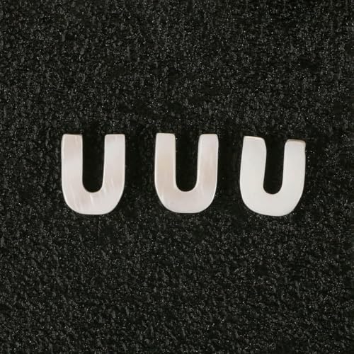Natürliche Buchstaben-Perlen aus Perlmutt, A bis Z, 26 Alphabet-Muschel-Charms, Perlen zur Schmuckherstellung, DIY-Armband, handgefertigt, U, 10 x 3,0 mm, 2 Stück von GJUYTD