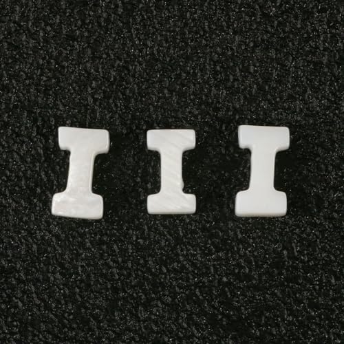 Natürliche Buchstaben-Perlen aus Perlmutt, A bis Z, 26 Alphabet-Muschel-Charms, Perlen zur Schmuckherstellung, handgefertigte DIY-Armbänder, I, 11 x 3,0 mm, 2 Stück von GJUYTD