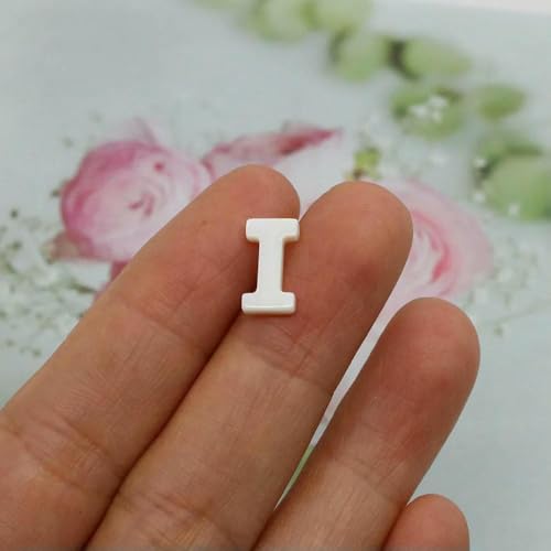 Natürliche Buchstaben-Perlen aus Perlmutt, Muschel, weiß, unregelmäßig, AZ 26, Alphabet-Charm-Perlen, DIY-Schmuckzubehör für Freunde, I, 5 Stück, 12 mm von GJUYTD