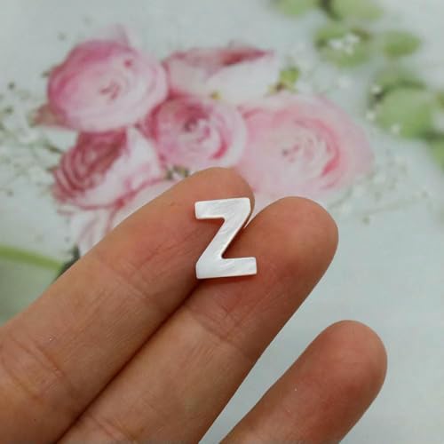Natürliche Buchstaben-Perlen aus Perlmutt, Muschel, weiß, unregelmäßig, AZ 26, Alphabet-Charm-Perlen, DIY-Schmuckzubehör für Freunde, Z, 5 Stück, 10 mm von GJUYTD