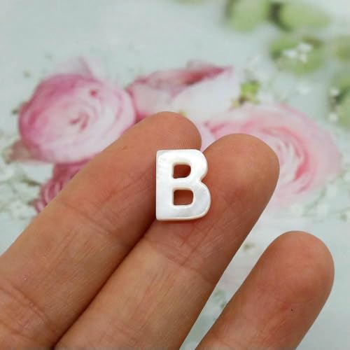 Natürliche Buchstaben-Perlen aus Perlmutt, Muschel, weiß, unregelmäßig, AZ 26, Alphabet-Charms, Perlen, DIY-Schmuckzubehör für Freunde, B, 5 Stück, 12 mm von GJUYTD