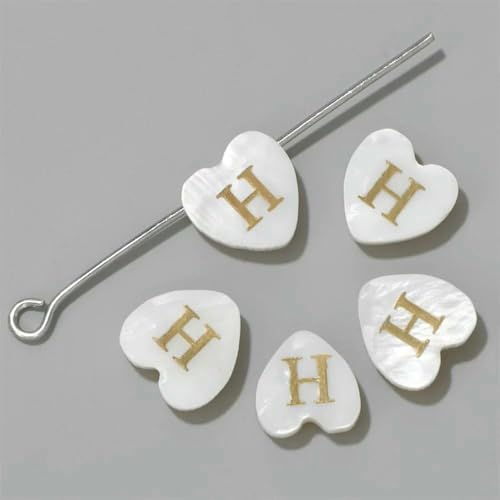 Natürliche Herzform Buchstabenperle Perlmutt Alphabet Muscheln Perlen zur Schmuckherstellung Halskette Armband DIY Zubehör-H-2 Stück Natürliche Herzform Buchstabenperle Perlmutt Alphabet Muscheln Perlen zur Schmuckherstellung Halskette Armband DIY Zubehör-H-2 Stück von GJUYTD