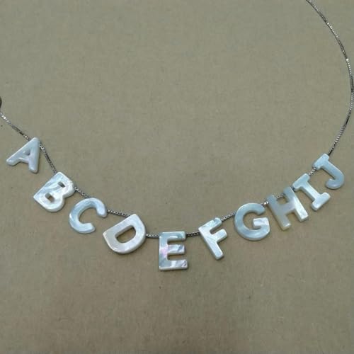 Natürliche Perlmutt Muschel Spacer Buchstaben Perlen für Schmuckherstellung Set DIY Armband Halskette Bulk 26 Alphabet-J von GJUYTD